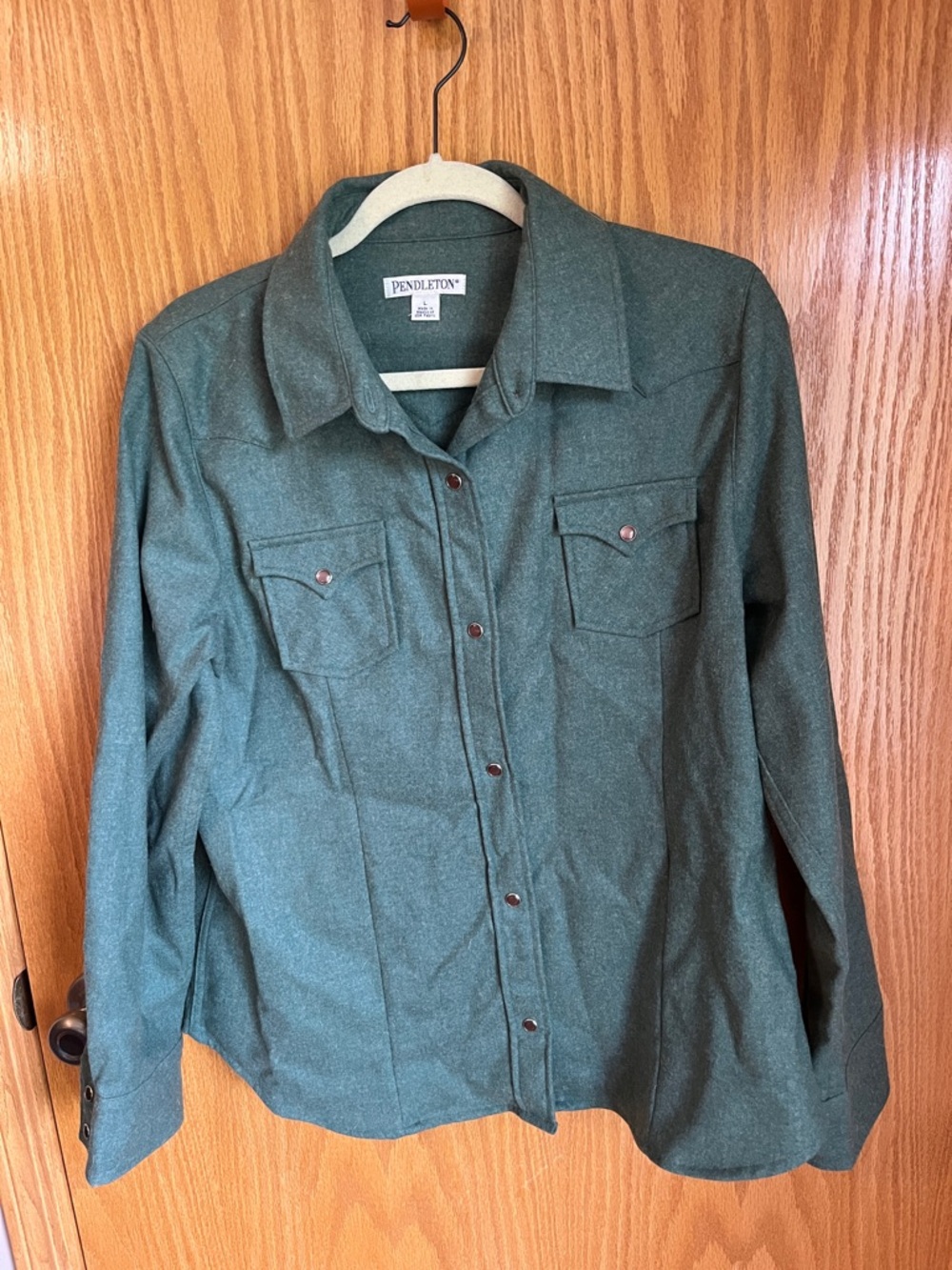 Pendleton Deep Green Wool Snap-Front Shirt Jacket